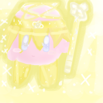Light Ability (?)
This is actually old, but oh well. Yeah, Light ability was cool, even though it was totally useless in the realm of fighting. Sooo... I thought it'd be cool if it had its own design? (I've no idea where the hair came from XDDD)
Keywords: light kirby copy ability form transform transformation gold 3-D bright shiny