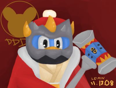 ++ Revenge of the King Spoilers - This will finally settle our grudge... ++
Whoo yeah! Took me a few days but I like the result. After seeing some people "speed paint", I get the strange idea to paint Masked King Dedede. Why the idea popped into my head, is far beyond me now, as I have NEVER drawn Masked King Dedede before and never made a full-portrait Photoshop painting. I probably got a lot of details wrong, and for some reason used his Brawl clothes... but enjoy! (Yes, the hammer perspective is terrible...)
Keywords: kirby super star ultra masked king dedede final boss battle spoilers mecha hammer revenge of the king