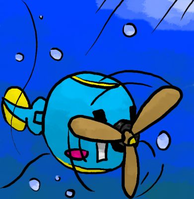 Tadcha
My second try to make an enemy for the "Simply Ungifted!" contest, this time has ben accepted!
This is an aquatic mechanical tadpole that can give to Kirby a chance to go through strong water currents even without animal friends, just hitting him on his propeller with any ability that you can use underwater (not with bubbles).
Keywords: Tadcha Kirby Enemy Simply Ungifted