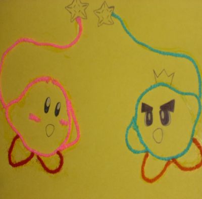 Kirby's epic yarn;kirby and prince fluff
This is the poster I made in my art class.I'm surprised how easy it was to make this^_^.And now this poster is on the wall of my bedroom[along with some other drawings].
Keywords: kirby prince fluff epic yarn whiplash poster picture wii